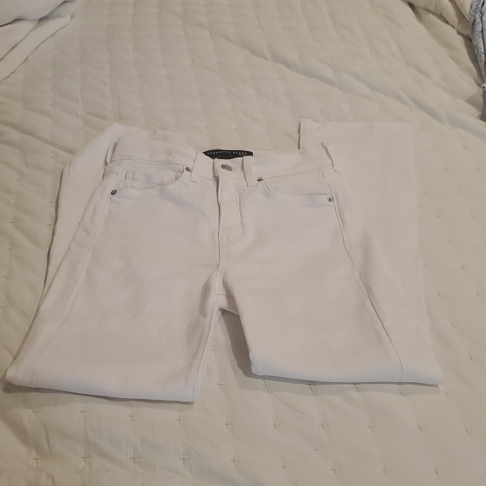 Veronica Beard Sz 26 Carly Kick High Rise Rae Edge White Jeans